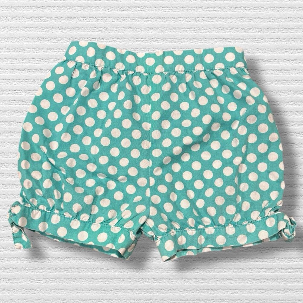 Kelly’s Kids 4/5 Aqua White Polka Dot Bow Hem Shorts Girls Summer Playwear